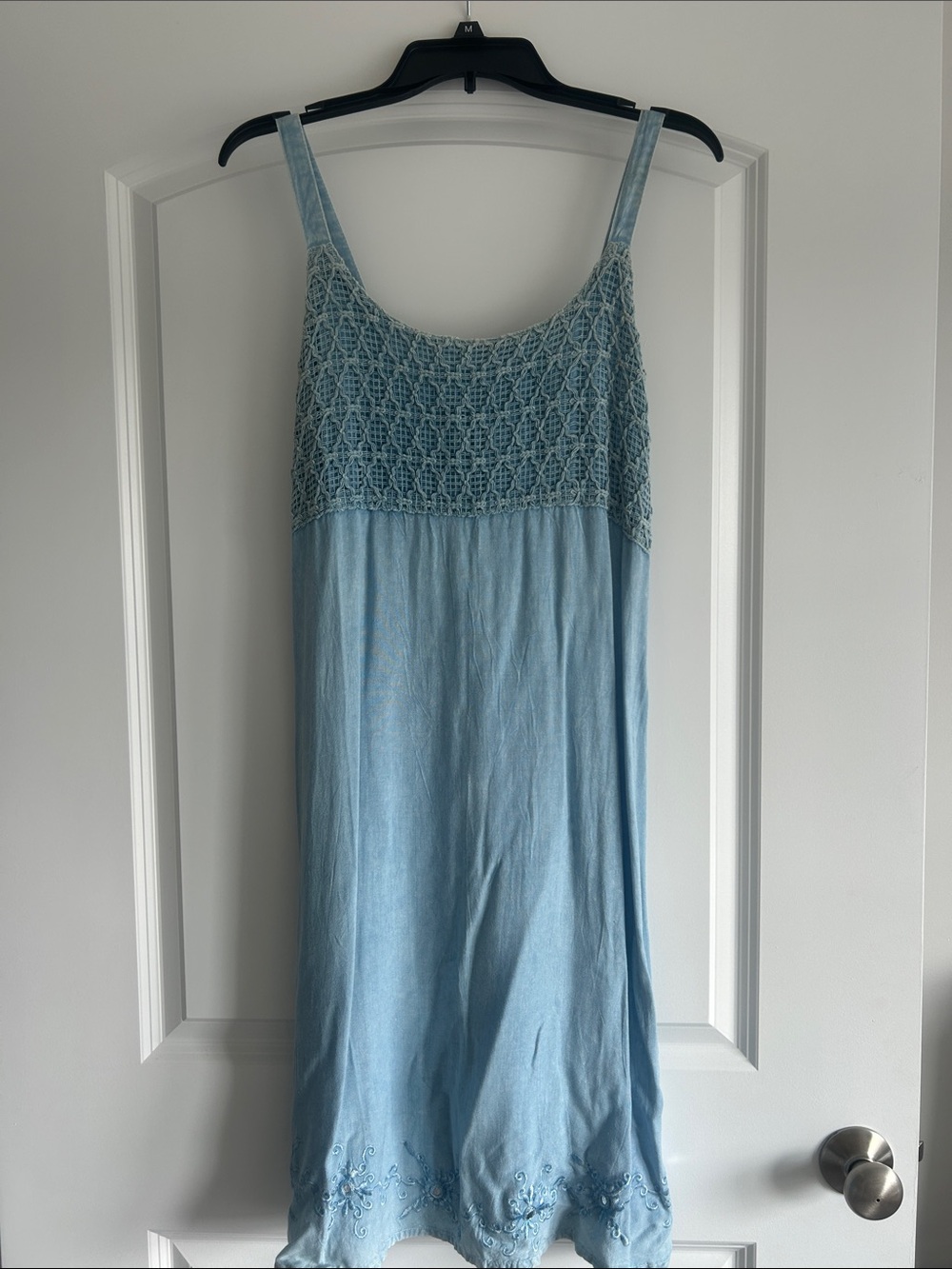 raya sun Light Blue Crochet Bodice Slip Dress